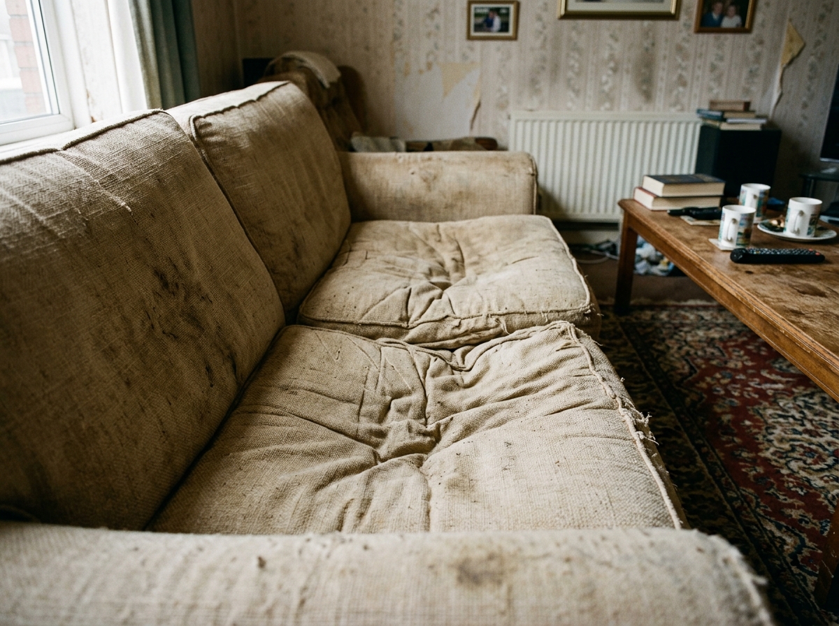 Before: Sunken L-shape sofa cushions in Gurgaon